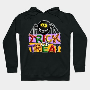 Trick Treat Halloween cute spider violet orange black green red dots 3D tridimensional 316 Hoodie